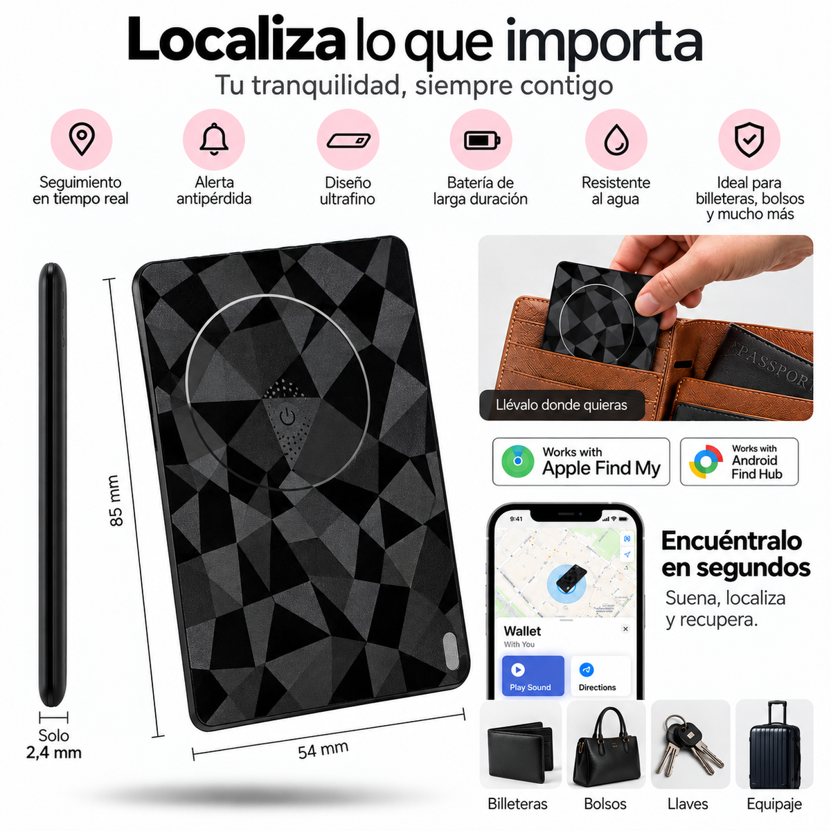 Tarjeta Mireluma Find — no vuelvas a perder la cartera, las llaves ni el bolso